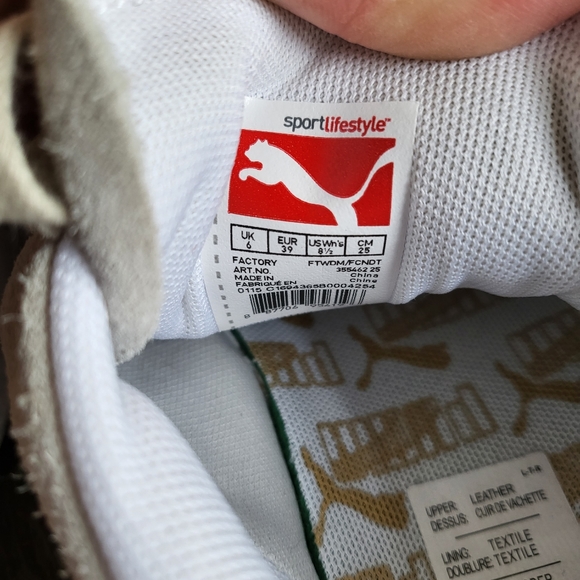 Puma Clyde Pink Stripe Tan Suede Sneakers Size 8.5 - Picture 7 of 9